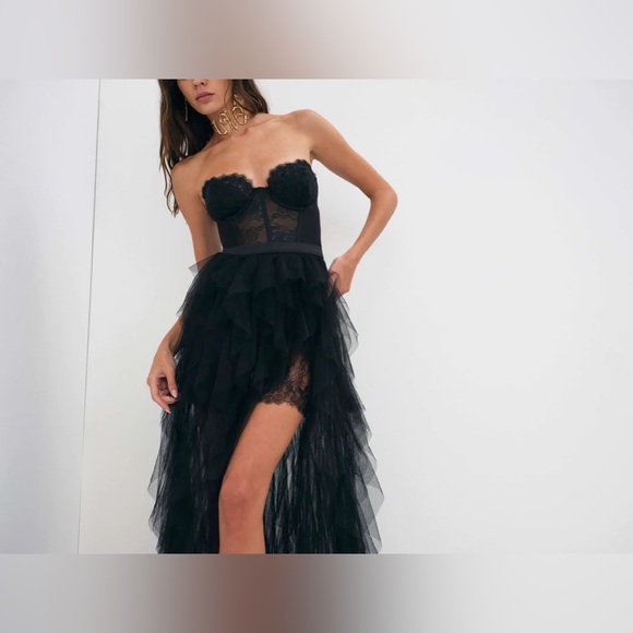 For Love and Lemon Black Bustier Gown - Picture 2 of 4